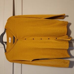 Bixby Nomad Stitchfix Yellow Mustard Button Cardigan Lightweight Sweater XLarge